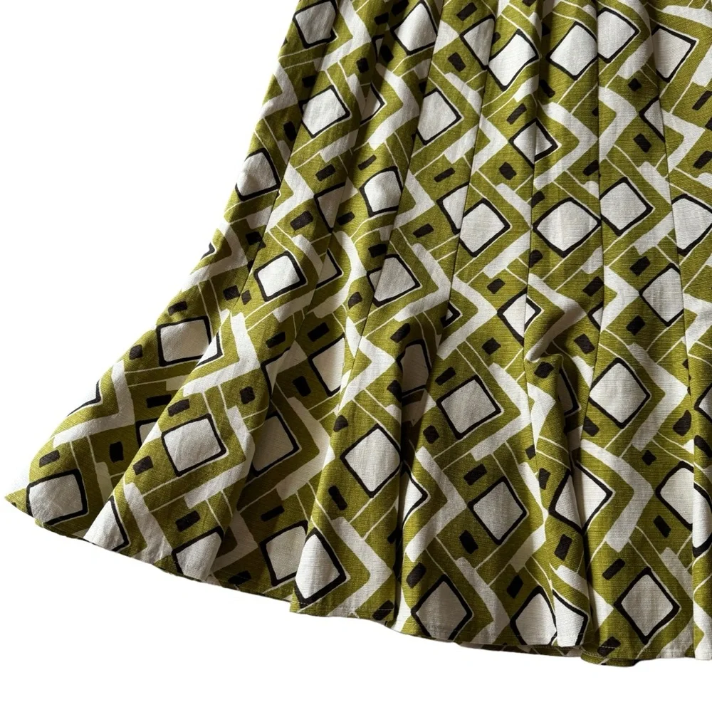 NWT Lafayette 148 Multicolor Geometric Print Silk Cotton Blend A Line Skirt - Picture 10 of 15